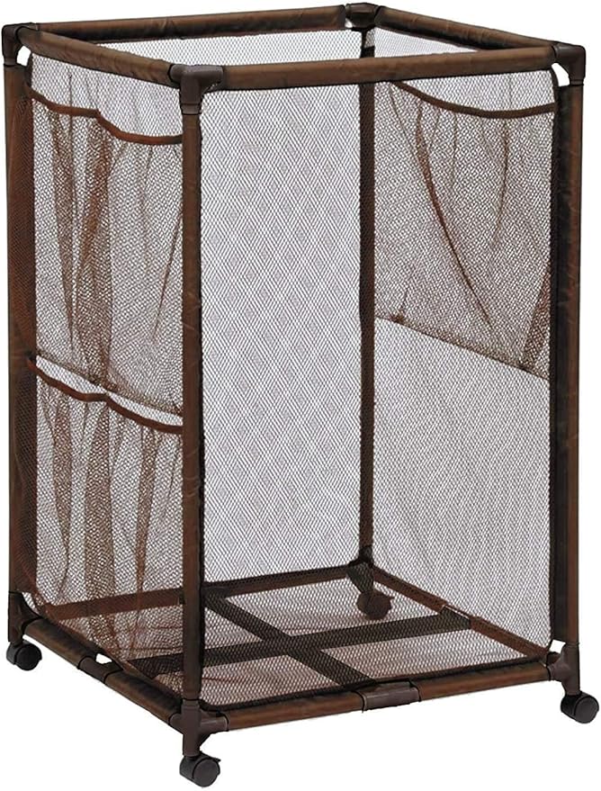 Essentially Yours Rolling Pool Storage Organizer Bin, Medium, (25.4" W x 25.4" L x 40" H), Brown Style 417227