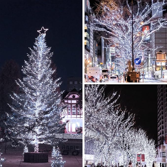 Connectable 300LED 99Ft 13Modes String Lights Indoor Outdoor | Extendable Green Wire Cool White Christmas Tree Lights with Timer | Twinkle Fairy Light Plug in for Xmas Tree Garden Decor(Cool White)