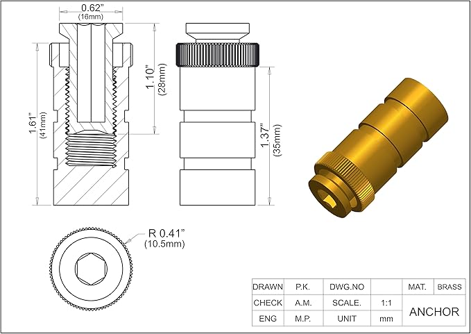 Pool Cover Anchors for inground Pools - 10 Pack with Tamping Tool - 5/8" Anchor. Fits 3/4" Hole- 5001ABR