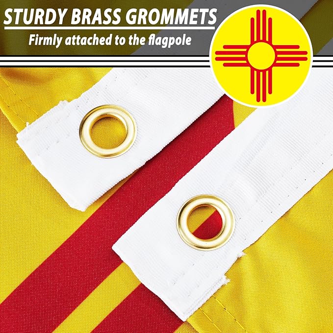 FLAGWIN New Mexico Flag 3x5 FT - 3 Ply Double Sided Polyester Flag with Brass Grommets - Vivid Color and Fade Proof State of New Mexico Flags 3x5 Outdoor