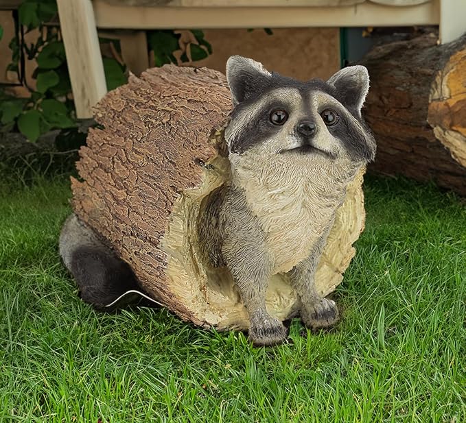 Teaeeno Garden Raccoon Decor Outdoor Animal Statue,Raccoon Decoration Large Lawn Ornament,Garden Animal Rustic Decor,Outdoor Decor Yard Lawn Home Decoration Yard Art,Outdoor Raccoons Gift