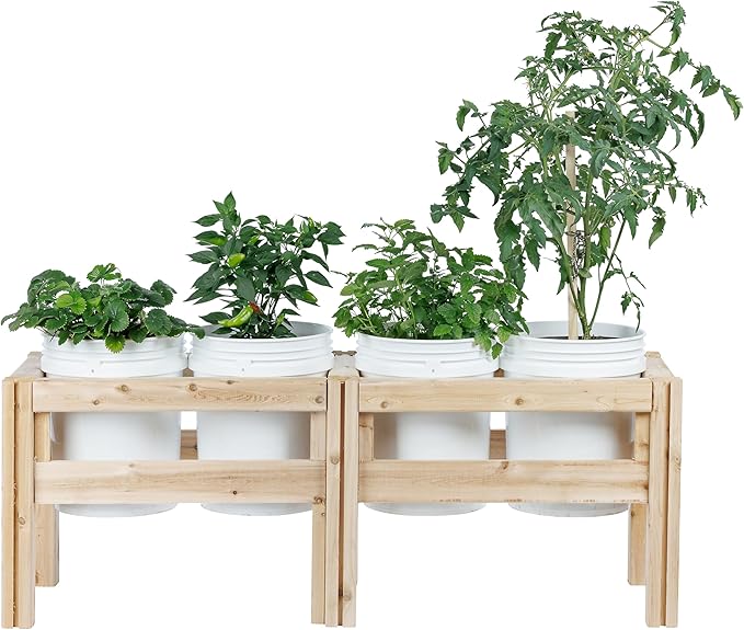 Greenes Fence Four Bucket Elevated Cedar Wood Garden Frame, 54 in. x 16 in. x 20 in. - Made in USA with North American Cedar