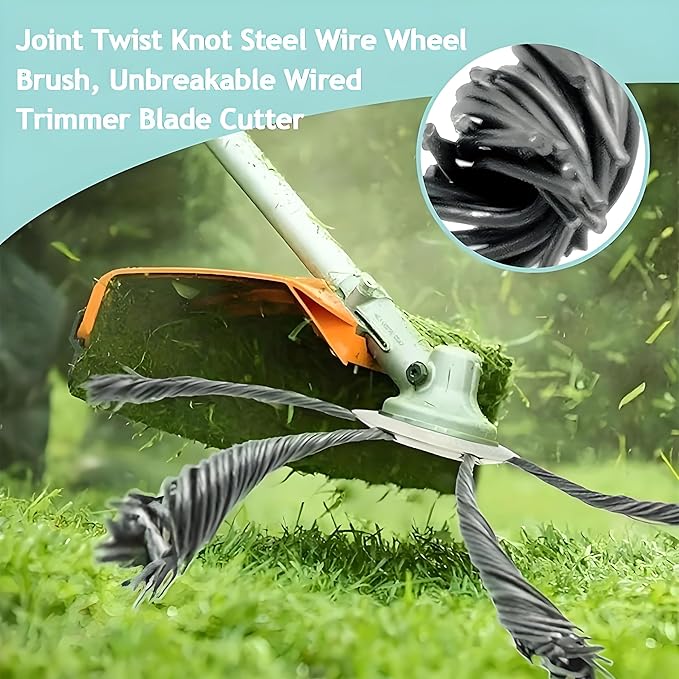 New Upgrade Steel Wire Grass Trimmer Head, 6 Inch, 6 Blades Design, Rotary Brush Weed Cutter, Weed Eater Replacement Part with Installation Tools and Accessories(3 Pack)