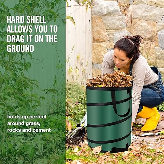 30 Gallon Collapsible/Pop Up Trash Can, Reusable Yard Waste Bags/Lawn and Leaf Bags 18x24in, Waterproof Oxford Cloth Camping Trash Can Collapsible, for Families/Camping/Yard (2Pcs-30 Gallons)