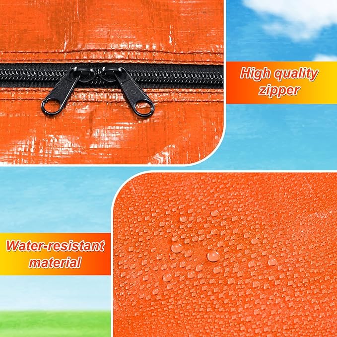 6 Pcs 66 Gallon Large Moving Bags with Zipper and Handles Foldable Storage Duffle Bags Heavy Duty Extra Large Totes for College Dorm Travel Clothes Blankets Bedding Moving (Orange)