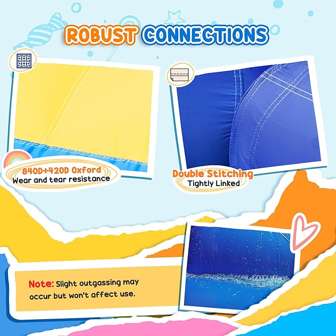 Qaba Inflatable Water Slide, Kids Bounce House Park 6 in 1 with 550W Blower, Splash Pools, 2 Slides, Trampoline, Climbing Wall, Cannon, Basketball Hoop, for Backyard, Party
