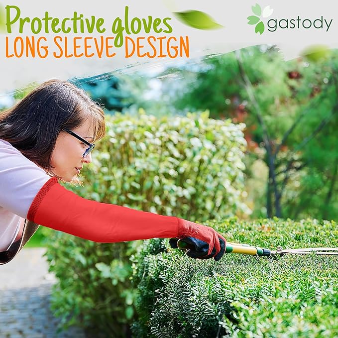 Gastody™ Long Sleeve Gardening Gloves Women and Men - Long Cuff Garden Gloves, Multipurpose Heavy Duty Outdoor and Indoor