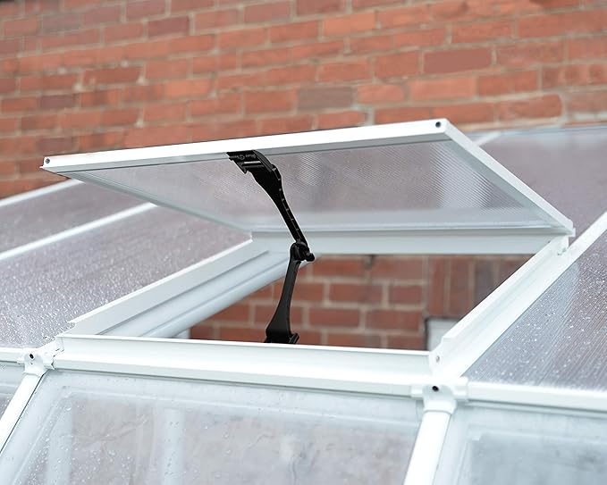 Palram Canopia Rion Sun Room 6 Ft. x 12 Ft. Solarium, Lean-to Greenhouse DIY Kit, Attach to House, Large Twin Wall Polycarbonate, 100% UV Protection for Porch, Patio Outdoors with Window Vent (White)