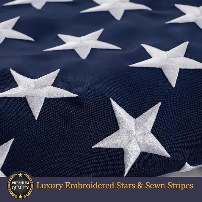 Homissor American Flags for Outside US Flag 3x5 Heavy Duty Outdoor USA Banner Embroidered Stars High Wind All Weather Sewn Stripes Brass Grommets