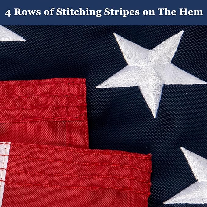 American Flags for Outside 5x8 Ft. American Flags 5x8 Ft Outdoor Heavy Duty. Indestructible US Flags with Embroidered Stars, Sewn Stripes, 3 Brass Grommets and Vivid Colors.