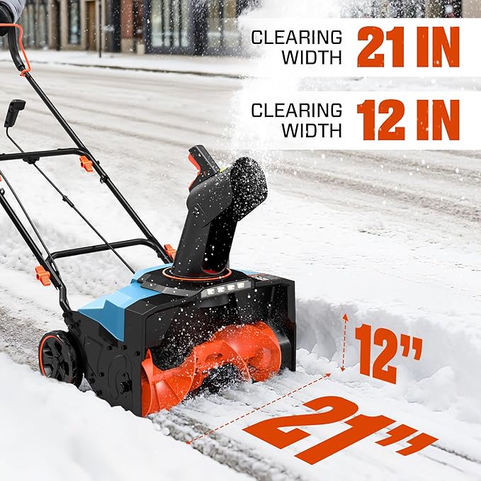 SENIX Corded Snow Blower High-Efficiency 880lbs/min, 15Amp 21 inch Electric Snow Thrower, 33FT Max Distance, 180° Rotating Chute & LED Lights ETL Certified for Driveway Sidewalk Winter Use (STE15-M)