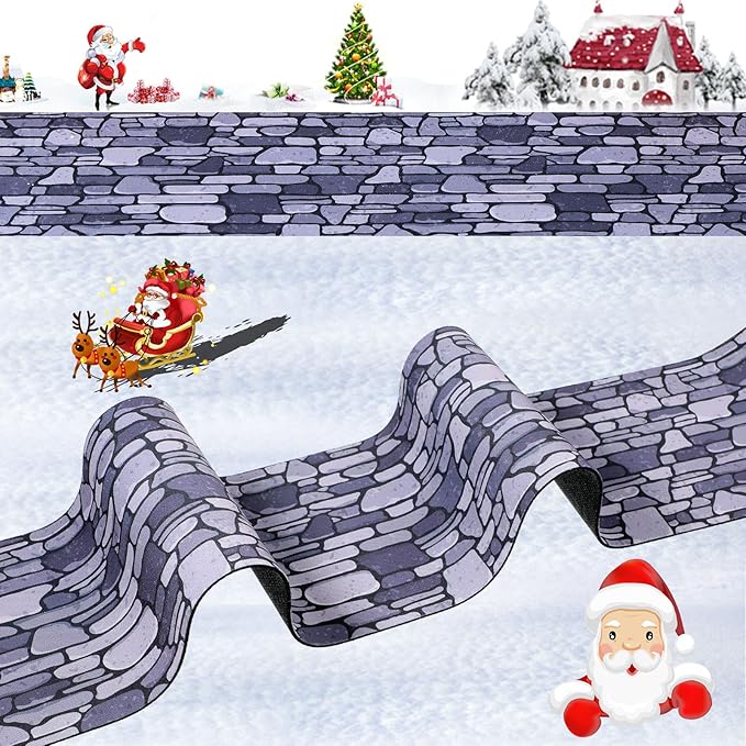 Marspark Christmas Village Accessories 5 x 50 Inch Christmas Miniature Road Village Street Mat Xmas Snow Street Decorations for Little Landscape(Gray Gravel Road Style)