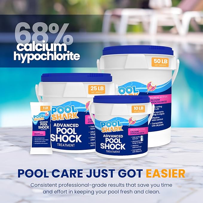 68% Calcium Hypochlorite Pool Shock for Swimming Pools - Chlorine Granules Swimming Pool Shock 25 lbs Bucket - Pool Chlorine for Inground and Above Ground Pool Treatment, Saltwater (25lbs)