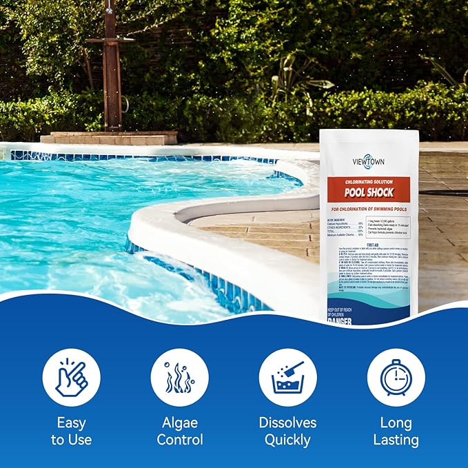 12LBs Pool Shock 68% Calcium Hypochlorite-Chlorine Granular Sanitizer-Kills Bacteria, Algae & Microorganisms-for Inground Pools, Above Ground Pools, Hot Tubs & Spas-1 lb Bag (12-Pack)