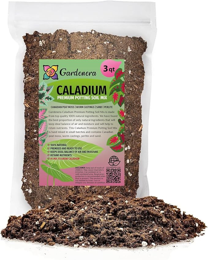 Caladium Plant Potting Soil - Enhance Colorful Beauty and Health with Professional Grade Nutrient-Rich Mix - 3 Quart