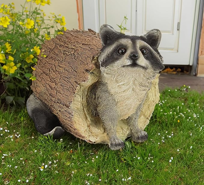 Teaeeno Garden Raccoon Decor Outdoor Animal Statue,Raccoon Decoration Large Lawn Ornament,Outdoor Decor Yard Lawn Home Decoration Yard Art,Garden Animal Rustic Decor,Outdoor Raccoons Gift