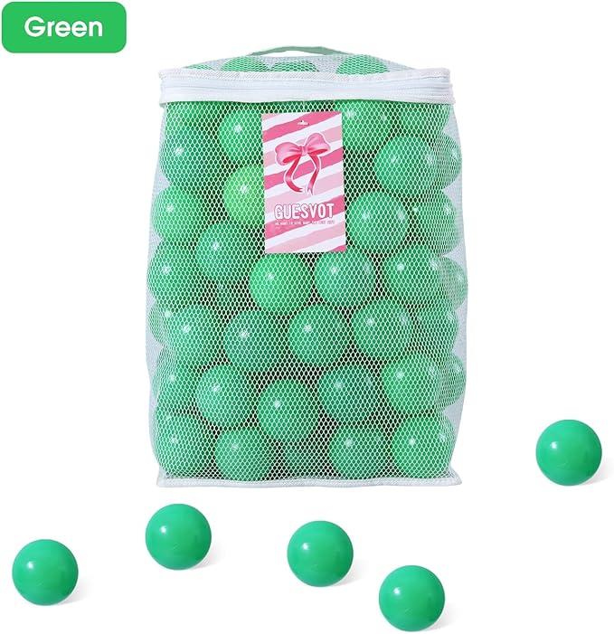 Ball Pit Balls for Kids, Plastic Refill 2.2 Inch Balls, 100 Pack, Bright Colors, Phthalate and BPA Free, Includes a Reusable Storage Bag with Zipper