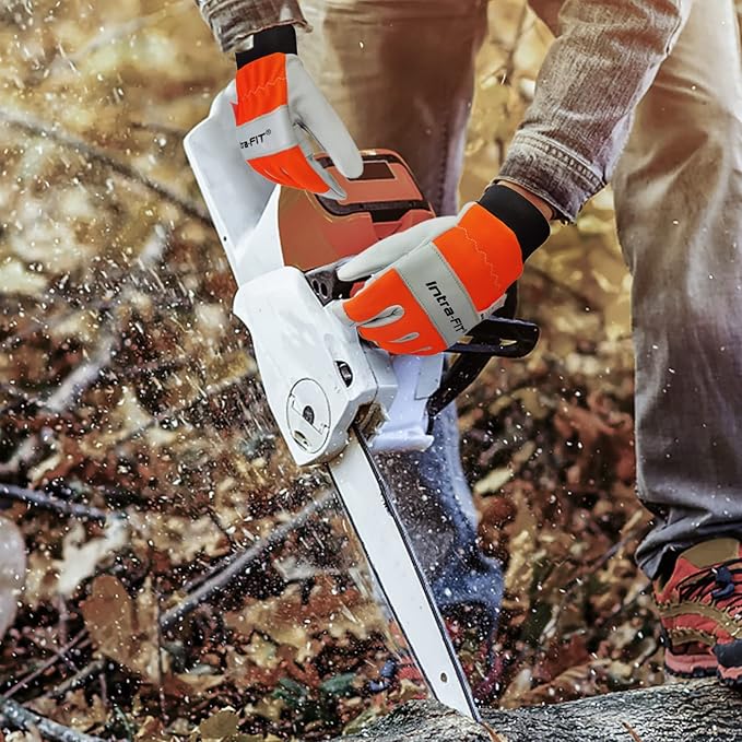 Chainsaw Gloves Saw Protection on Left Hand Back,EN ISO 11393-4,Cut-resistance Gloves Cow leather Palm
