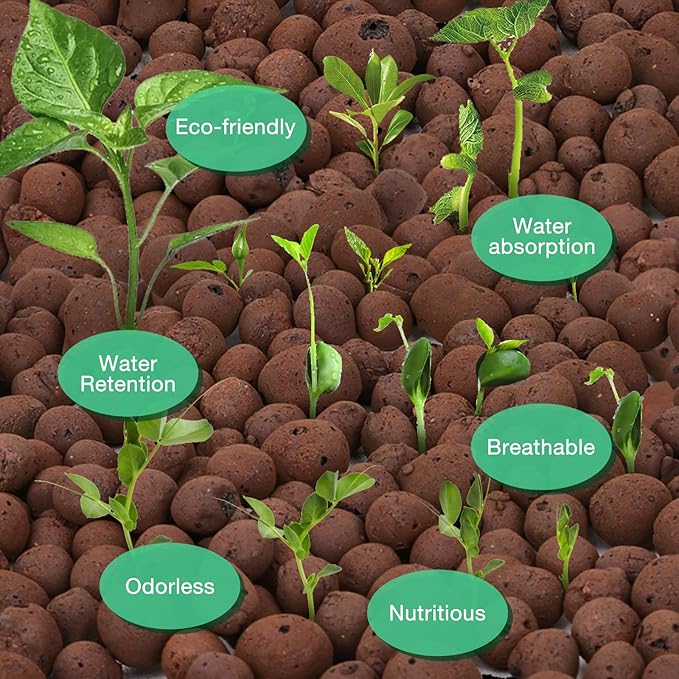 Jabrand LECA 8LBS Clay Pebbles, Organic Expanded Clay Pebbles 4mm-16mm Hydroponics Supplies Aquaponics Orchid for Indoor and Outdoor Garden Plants