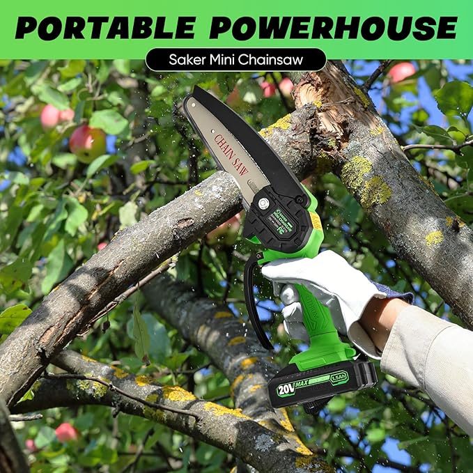 Saker Mini Chainsaw Cordless,6 Inch Chainsaw, Mini Electric Chainsaw Cordless Battery Powered,One-Hand Portable Chain Saw for Tree Trimming, Pruning&Wood Cutting, Gift for Men Dad Husband Father 2025