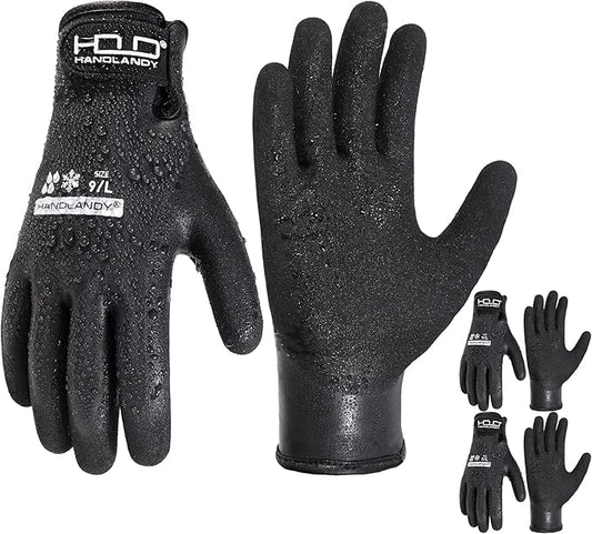 HANDLANDY Waterproof Work Gloves for Cold Weather, Insulated Winter Freezer Work Gloves with Grip for Men & Women