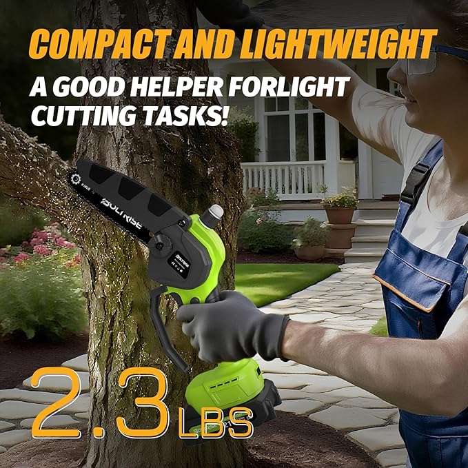 Mini Chainsaw, 6 Inch Mini Cordless Brushless Electric Chainsaw, 2×2.0Ah Batteries & Auto Oiler HandHeld Powered Chain Saw, for Tree Trimming Wood Cutting Garden and Yard Work