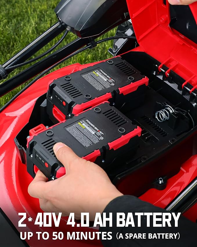 PowerSmart 40V 21" Cordless Push Lawn Mower with 2 x 4.0ah Batteries and Charger, up to 1/4 Acre (MB2400B)