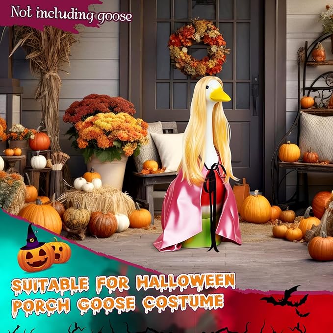 Vinsot Halloween Outdoor Porch Geese Outfit, 23" Patio Yard Porch Desk Goose Coat, Lawn Goose Accessories(Pink,Velvet)