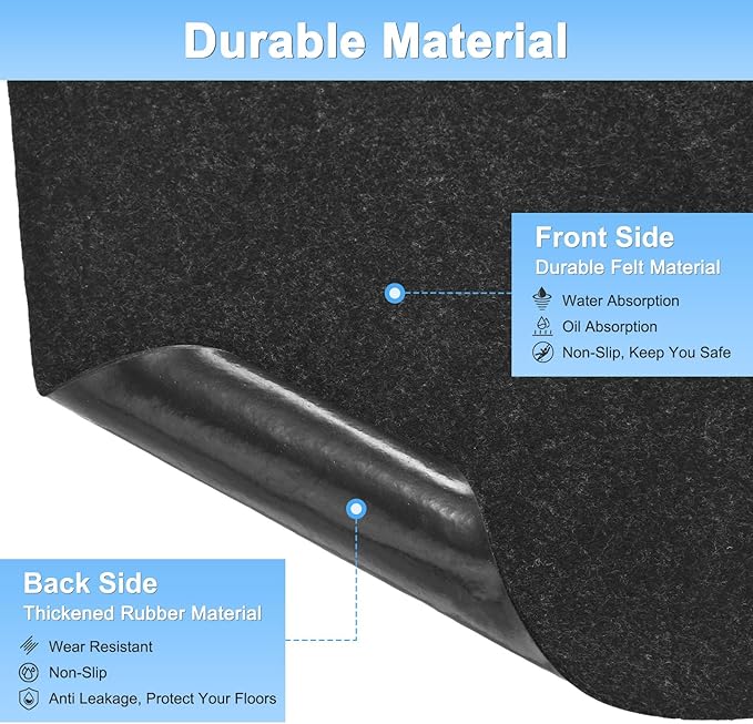 Outdoor Storage Shed Mat, 12.2 x 10.2 FT Garage Floor Mats with Reusable, Washable, Non Slip, Durable for Protects Garage Floors/Driveways/Entrance Doors/Deck [Gray]
