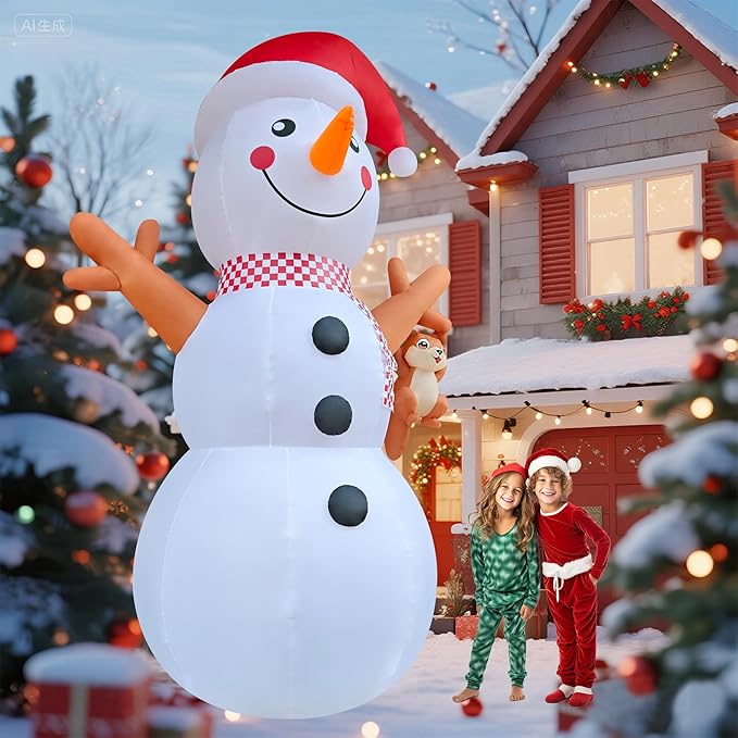 12ft Christmas Inflatable Yard Decor Build-in LED Outdoor Blow up Christmas Decorations for Yard/Lawn/Garden (12ft Snowman)