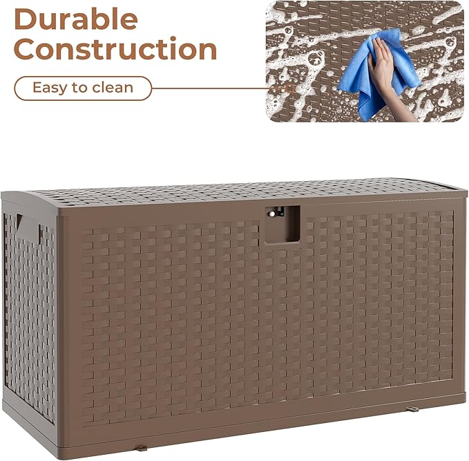 73 Gallon Outdoor Storage Box, Lockable Resin Deck Box Indoor and Outdoor Use, Waterproof Patio Deck Storage Box For Package Delivery, Furniture Cushions, Garden Tools, Pool Accessories