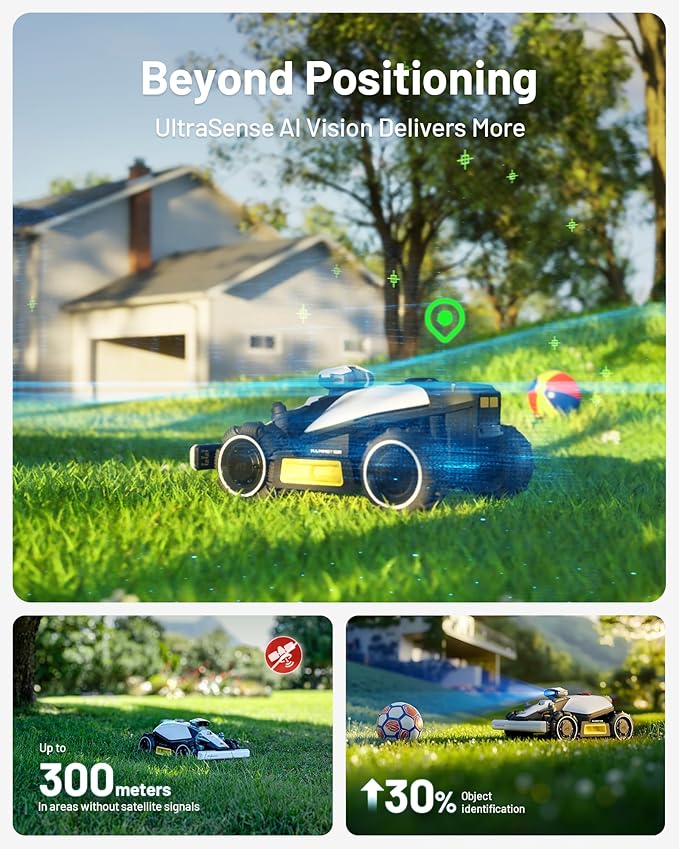 Mammotion LUBA mini AWD 1500H Robot Lawn Mower with Garage, Mowing 0.37 Acre, All-Wheel-Drive for 80% Slope, UltraSense AI Vision+RTK Auto-Mapping, Cutting Height 2.2"-4.0"