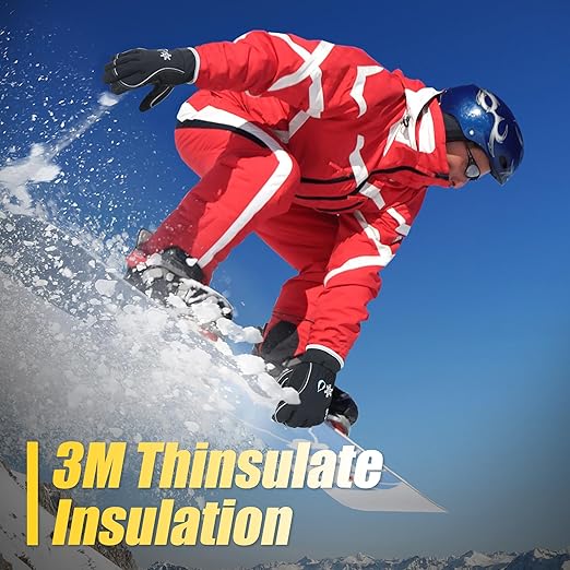 HANDLANDY Waterproof Insulated Work Gloves, 3M Thinsulate Thermal Winter Gloves for Men Women Touch Screen, Warm Ski Snowboard Cold Weather Gloves (Black, XX-Large)