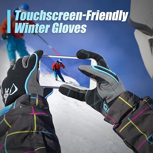 HANDLANDY Waterproof Insulated Work Gloves, 3M Thinsulate Thermal Winter Gloves for Men Women Touch Screen, Warm Ski Snowboard Cold Weather Gloves (2XL, Blue)