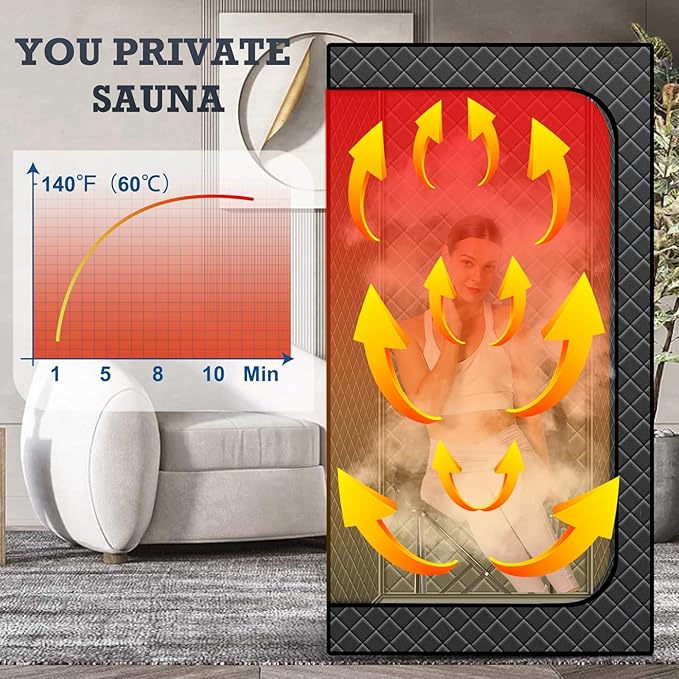 Full Size Portable Infrared Home Sauna, Upgraded Personal Sauna Box with 660nm Red Light Therapy Lamp, Separate Heating Foot Pad and Portable Chair for Relaxation Detox