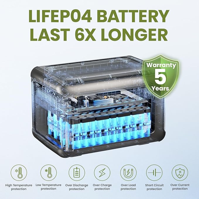 ALLPOWERS R3500 Portable Power Station, 3200W 3168Wh LiFePO4 Portable Home Battery, 0-100% in 2 Hrs, 5 AC with 30A RV Outlets, UPS Solar Generator for Outdoor Camping, RV, Home Backup