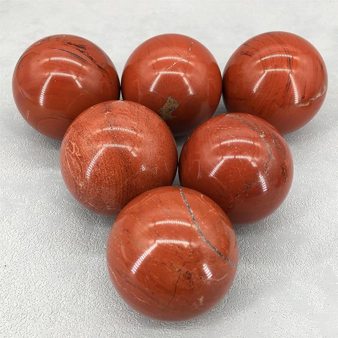 6-7CM/2.36-2.76inch Magical Natural Red Jasper Stone Ball Quartz Crystal Mineral Reiki Treatment Home Office Degaussing Decoration Collection Sphere (Red Jasper, 60-70mm)