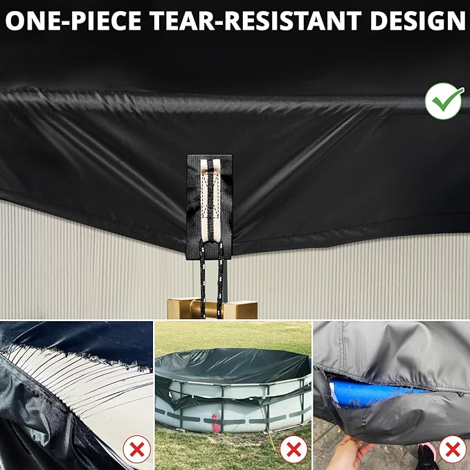 QH.HOME 21 Ft Round Winter Pool Cover with Fast Tightening Patented Ratchet,Pool Covers for Above Ground Pools, One-Piece Tear Resistant Swimming Pool Cover Protector with Upgraded Ultimate Windproof