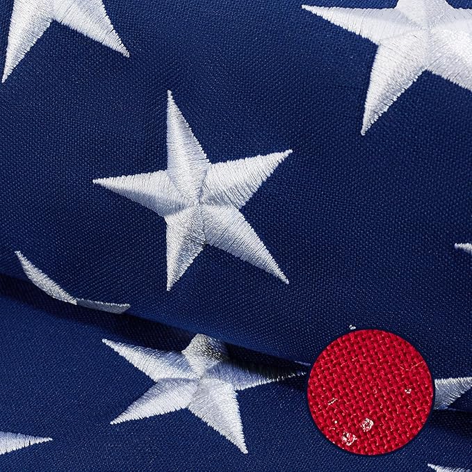 American Flag 3x5 FT,Weatherproof Heavy Duty Polyester Canvas Flags Ultra Durable Tear-Resistant, Deluxe Embroidered Stars & Sewn Stripes, Perfect for Outdoor Use with Brass Grommets