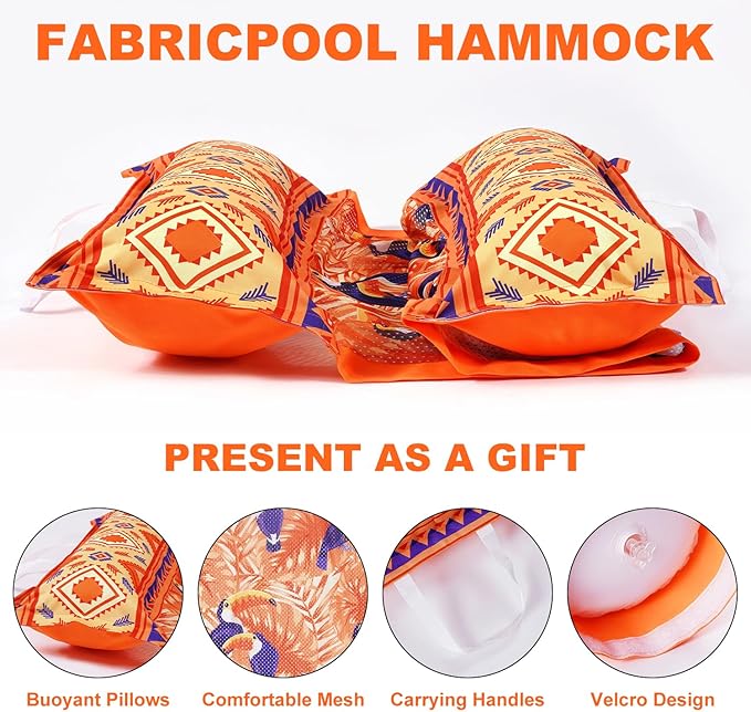2 Packs Pool Hammock Floats for Adults Iflatable Pool Chair Floats 4-in-1 Multi-Purpose Rafts Lounger Water Hammock for Swimming Pool/Lake/Outdoor/Beach