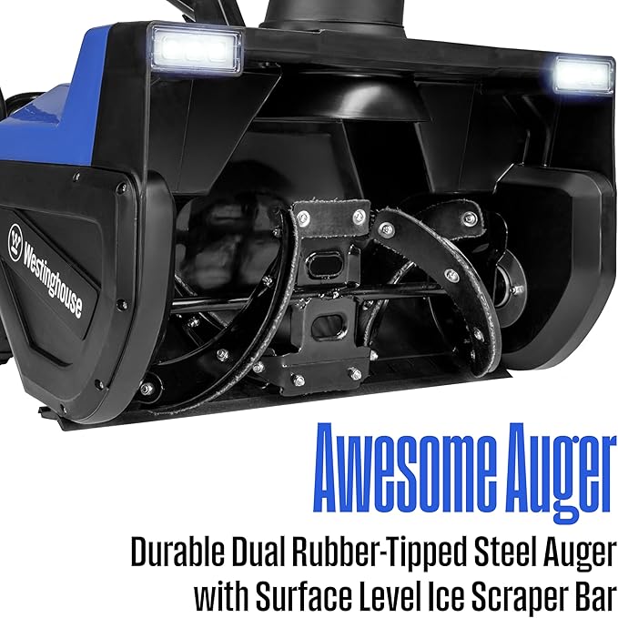 Westinghouse WSnow22 Corded Snow Blower 22 Inch, Steel Auger, Dual LED Lights, Electric Snow Blower with 25ft Throwing Distance, Plows 840lbs/min, Adjustable Chute