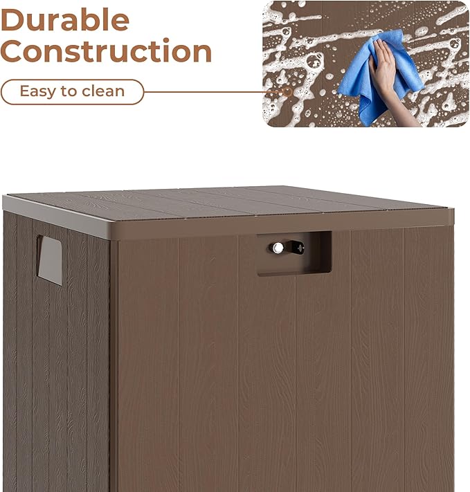 28 Gallon Outdoor Storage Box, Lockable Resin Deck Box Indoor and Outdoor Use, Waterproof Patio Deck Storage Box For Package Delivery, Furniture Cushions, Garden Tools, Pool Accessories