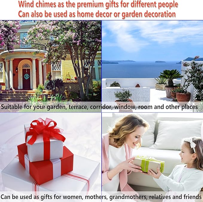 Outdoor Angel Wind Chimes, Gifts for Mom & Grandma & Family, Music Wind Catcher, Mobile Angels Ornaments, Memorial Windchime, Blessing Wind Bells for Indoor,Home,Balcony,Lawn,Yard, Garden Decoration