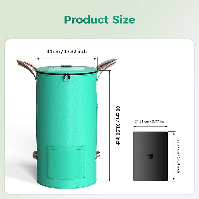 Reusable Garden Yard Waste Bag – 32 Gallon Breathable Thickened Reusable Lawn Bag, with 4 Handles for Easy Moving & Foldable Design, for Leaf & Miscellaneous Debris Collection(Green)