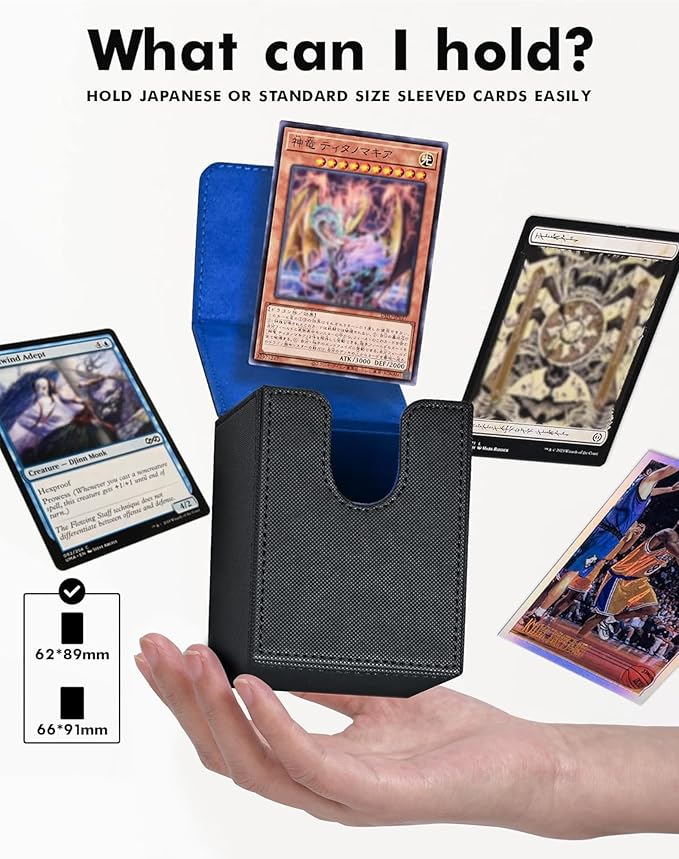 ZLCA Card Deck Box for MTG Yugioh TCG, Card Storage Box with Dividers Holds 100+ Sleeved Cards, Premium Card Deck Case Compatible with CCG Trading Cards (Purple,Puzzle)