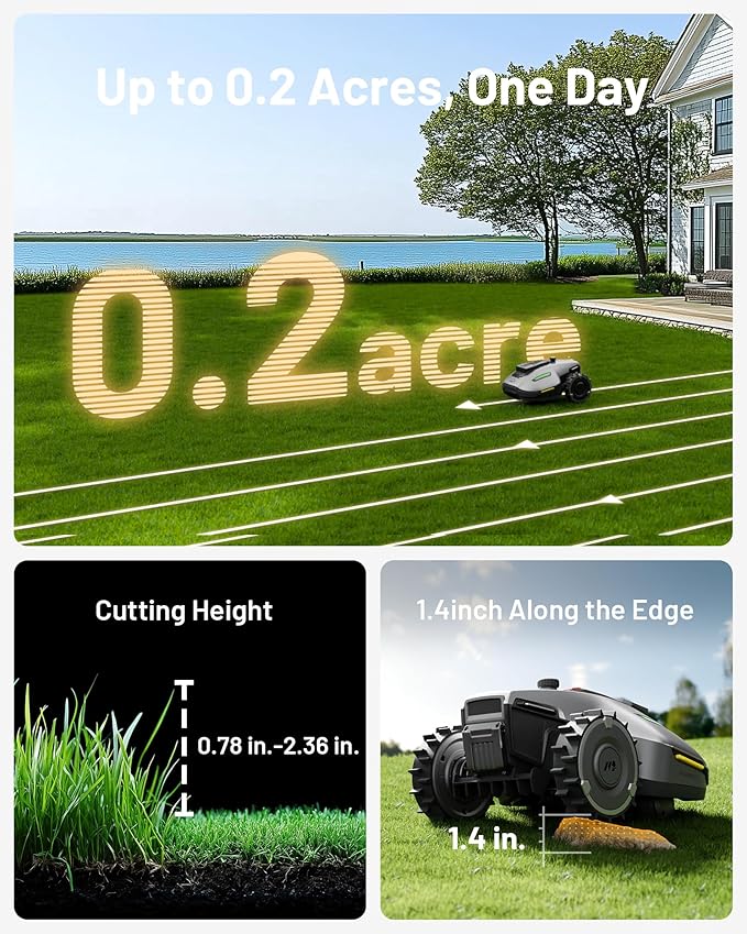 Mammotion YUKA Mini 700 Robot Lawn Mower for 0.17 Acre, Max.0.35 Acre, UltrasenseAI Vision+ RTK, Auto Mapping, 45% Slope,Perimeter Wire Free, Cutting Height 0.8''~2.4'', 7 Mowing Zones Management