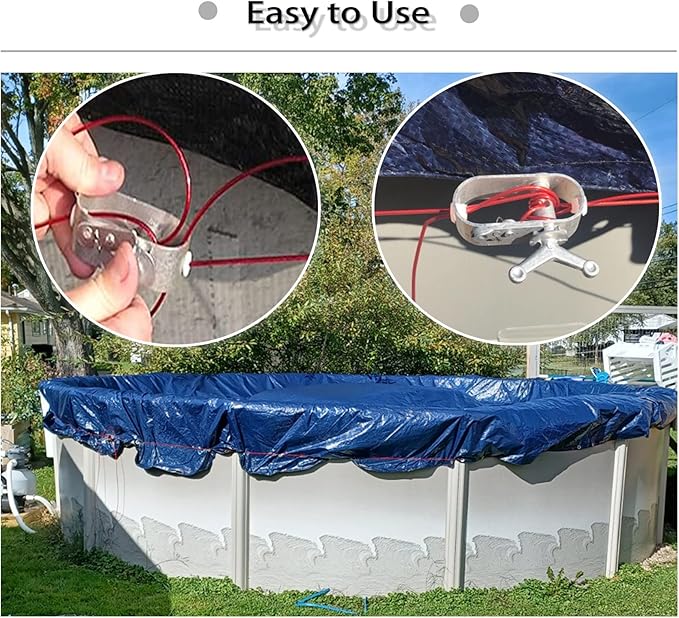 Pool Cover Cable and Winch Kit - 100ft Pool Cover Cable and Aluminum Spring Loaded Ratchet for Securing Above Ground Swimming Pool Winter Covers