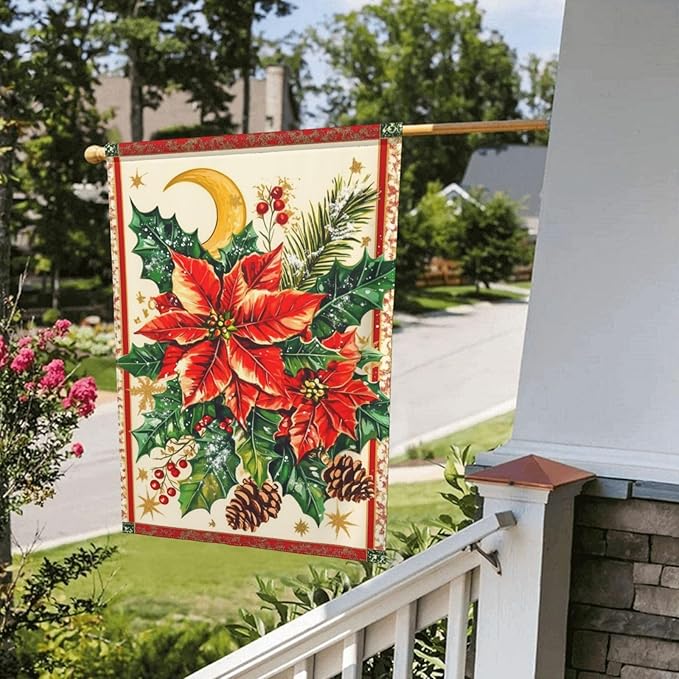 Christmas Garden Flag Vertical Double Sided Outdoor Yard Flags 12.5x18 Inch Burlap Banners for House Lawn