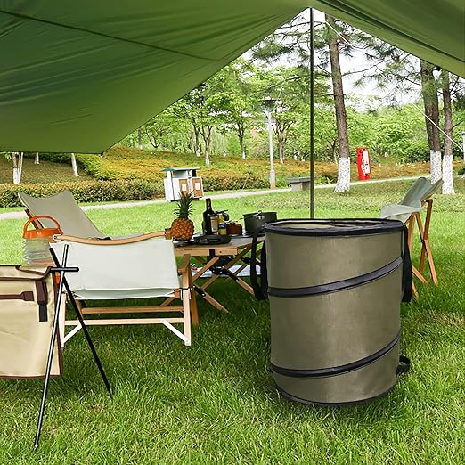 Camping Trash Can, Pop-Up Trash Can/Recycle Bin, Car Garbage Can,Reusable Outdoor Trash Garden Yard Trash Bag Foldable Camping Recycling Bin (Green10gallons)
