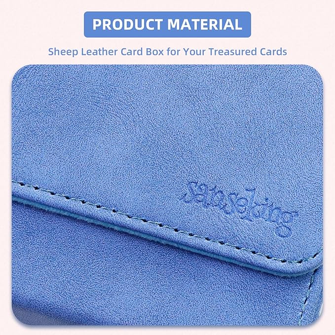 Magic Card Deck Box for MTG Single Deck Card Box fits 100+ TCG Sleeved Cards Soft Leather Card Box Top loading Card Boxes Magic Gift for MTG TCG CCG (Horizontal,Blue)